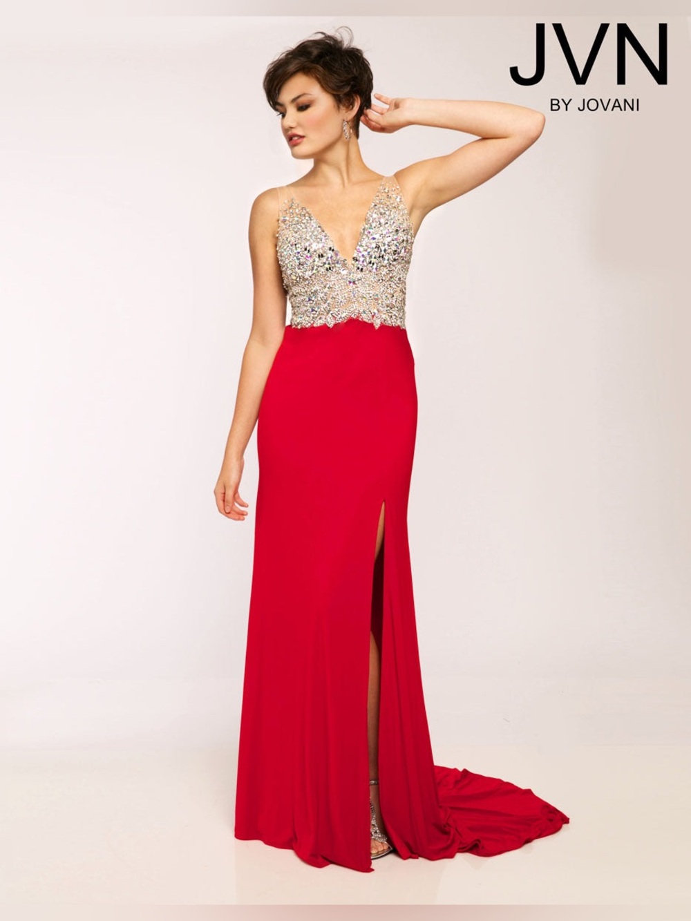 JVN by Jovani 86957 Red Prom Pageant Gown | Size 0
